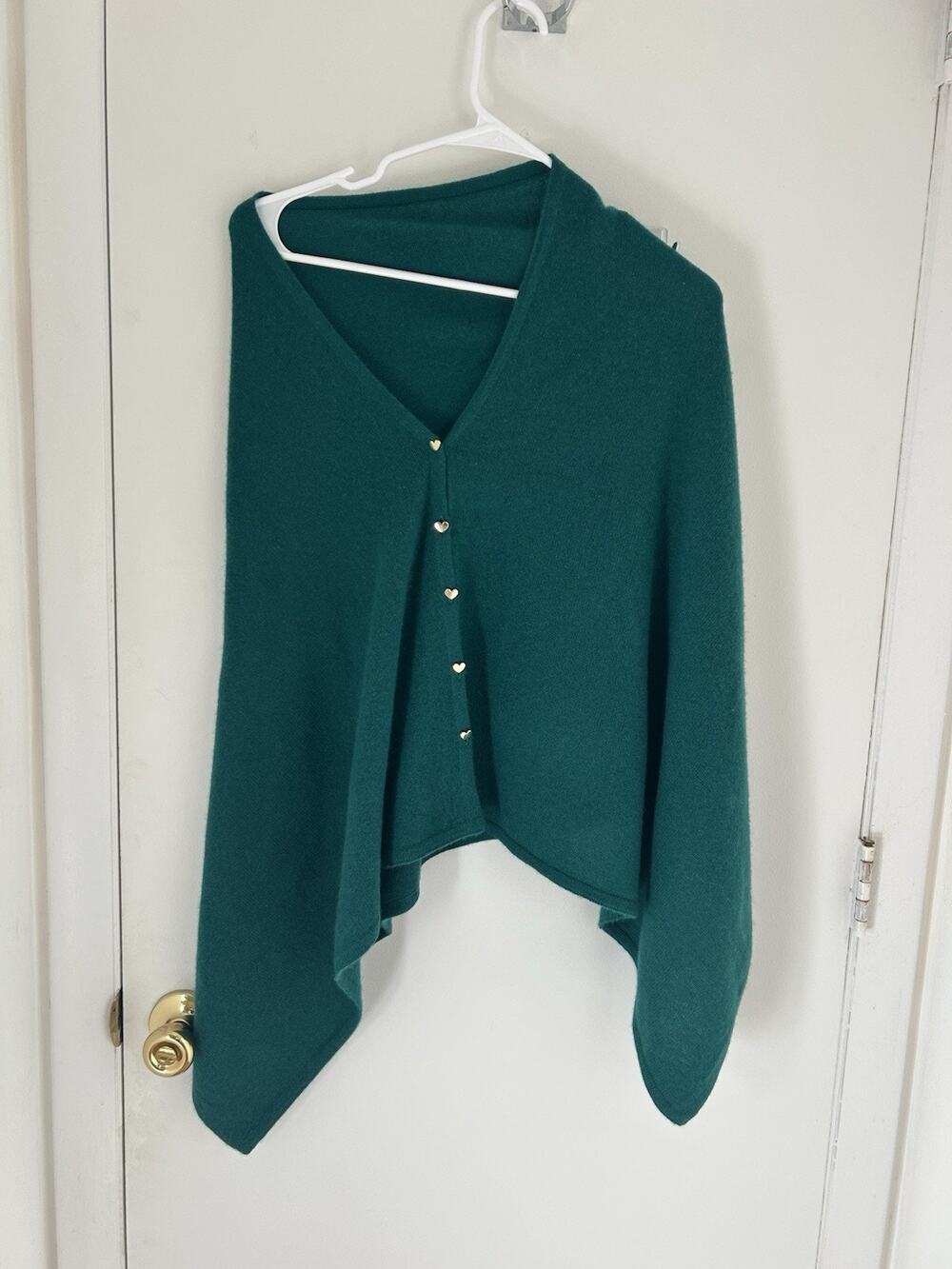 Lilly Pulitzer 100% Cashmere Emerald Green Wrap Shawl One Size Golden Buttons
